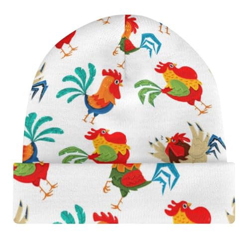 Rooster Pattern Kids Beanie Hat for for Girls Boys Children Cap Winter Knitted Chemo Cancer Headwear Accessories Gifts Decoration Black4