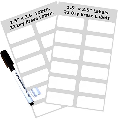 Dry Erase Labels Stickers with Dry Erase Marker - Pack of 22 or 80 Heavy Duty 4 mil Vinyl White Board Wall Stickers, (1.5" x 3.5") Removable Peel and Stick Labels-Many Made in USA - Thumbnail 3
