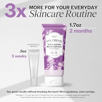 LilyAna Naturals Eye Cream for Dark Circles and Puffiness, Under Eye Cream for Wrinkles and Bags, Anti Aging - helps Improve Dryness; for Sensitive Skin - 1.7 oz - Made in USA