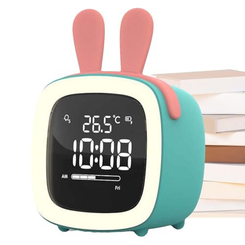 Reloj despertador para niños, reloj digital para niños, entrenador de sueño para niñas, mesita de noche con luz nocturna, iluminación colorida para mesa de dormitorio infantil, rutina matutina