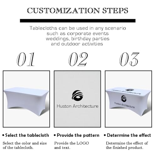 Personalized Table Cloth with Logo Image Customized Tablecloth 4FT/5FT/6FT/8FT Spandex Customized Table Cover Promotional Business Tradeshow Events Birthday Party Wedding (5FT Spandex(Closed back))