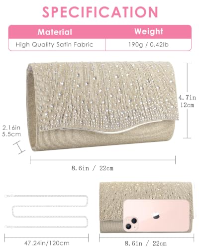 Image of TINDTOP Clutch Purses for Women, Formal Evening Bags Suede Shoulder Envelope Party Handbags Wedding Cocktail Prom Clutches