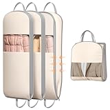 DIMJ 4 Pack 43" Compression Garment Bags for Hanging Clothes With Carry Handles and Window, Space Saving Washable Suit Bag for Dress, Clothes, Coats, Down Jacket, Closet Storage, Moving, Travel