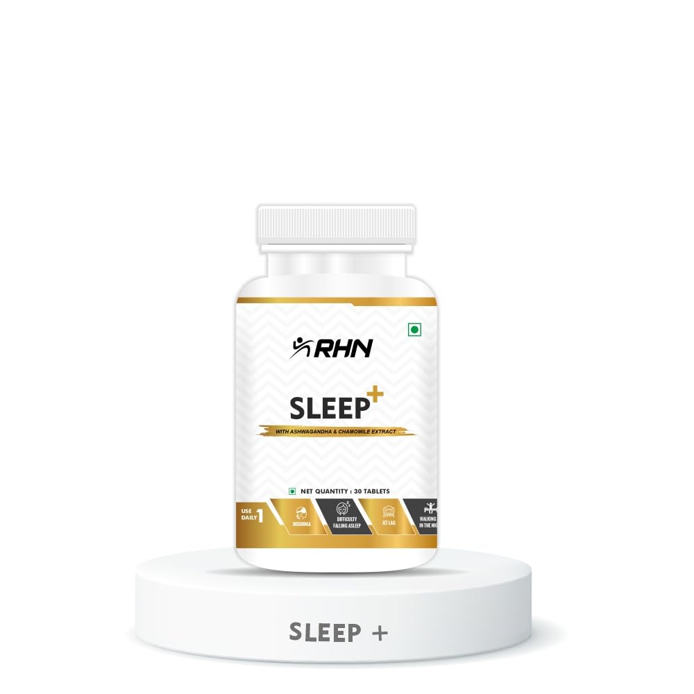 RHN Sleep Plus-30 Capsules, Promotes Restful Sleep, Enriched with Melatonin, L-Theanine & Ashwagandha, Reduces Stress and Anxiety, Natural Sleep Cycle & Jet Lag Recovery