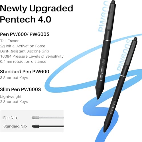 HUION Kamvas Pro 19 4K UHD Drawing Tablet with Screen, 18.4 Inch Finger-Touch Graphics Tablet with Pentech 4.0 16384 Pen Pressure PW600 and PW600S, Ideal for Digital Drawing and Professional Designs - Image 3