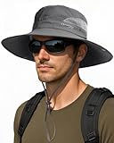 FURTALK Mens Bucket Sun Hat UPF 80+ Wide Brim Hiking Fishing Beach Outdoor Hats Dark Grey