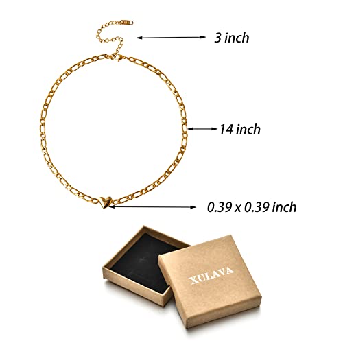 Fyxoti Gold Heart Choker Necklace For Women,18K Chunky Gold Plated Necklace Stainless Steel Heart Jewelry Chunky Chain Choker Collar #TOP5