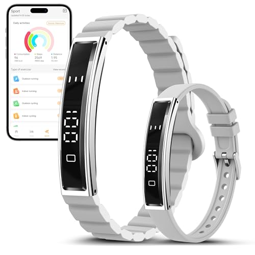 Image of Smart Bracelet for Women, Health Activity Fitness Trackers, 24 /7 Heart Rate | HRV & Stress Monitor, 24H Sleep Tracker, Smart Wristband with 2 Bands, Free APP for iOS & Android, Grey