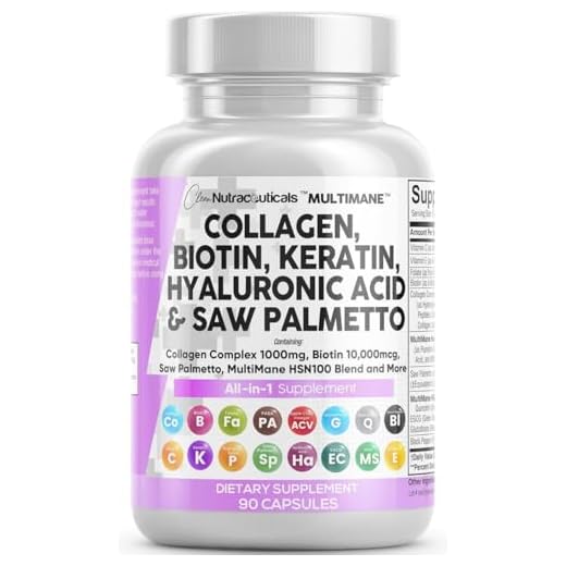 Collagen Pills 1000mg Biotin 10000mcg Keratin Saw Palmetto 2500mg Hyaluronic Acid - Hair Skin and Nails Vitamins and DHT Blocker with Vitamin E Folic Acid Pumpkin Seed MSM Made in USA - 90 Count