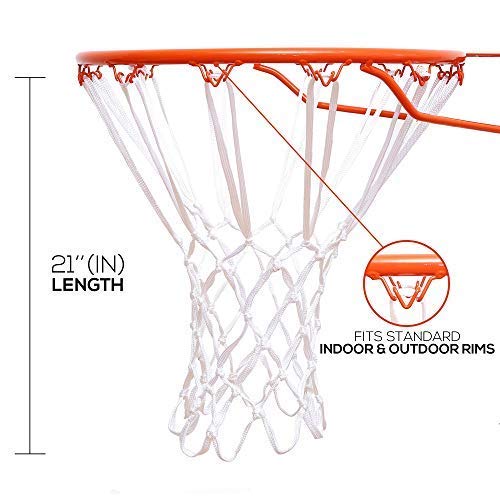 Heavy Duty Basketball Net Replacement - All-Weather Thick Nets Fit Standard Indoor And Outdoor 12-Loop Rims (White) #TOP5