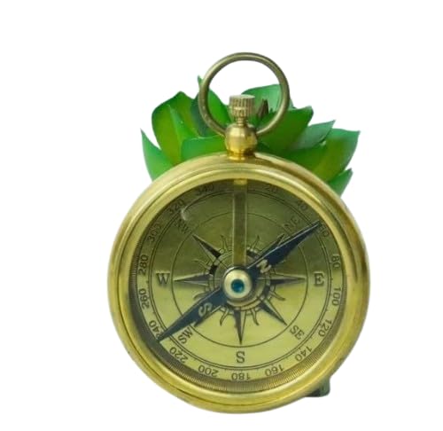 Brújula de bolsillo vintage de latón antiguo – Instrumento náutico clásico de navegación miniatura 1