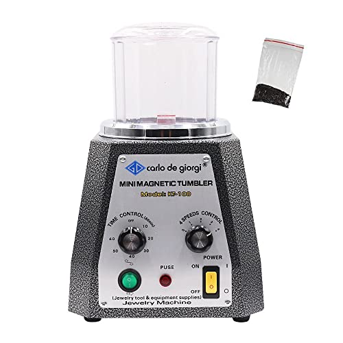 Hipogt BURNISHING PINS: 200G #5. Kt-100 Magnetic Tumbler 100Mm Magnetic Polisher 4 Speed Control 2000Rpm Jewelry Polisher Tumbler Jewelry Polisher Finisher Diamonds Finishing Machine 110V cover