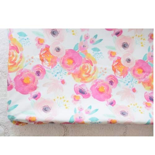 Floral Changing Pad Cover Girls Chic Nursery Flowers Baby Handmade from 100