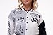 NICNZQI Womens Cropped Varsity Jacket Print Colorblock Bomber Jacket Casual Button Down Coat Lightweight Outwear with Pockets (Grey-White,X-Large)