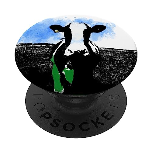 Holstein cow, black and white cow with colour splash PopSockets Swappable PopGrip