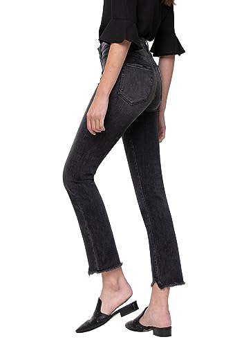 Flying Monkey, Distressed Super High Rise Crop Straight Jeans, Dark Blue4