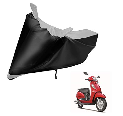 Image of Auto Hub Scooty Cover Compatible with Suzuki Access 125 with Mirror Pocket, Dustproof, Heat Resistant, Triple Stitched, Access 125 Scooty Cover- Navy, Silver