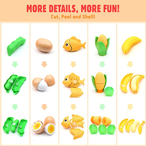 88 Pcs Play Food For Kids Kitchen, Play Kitchen Accessories Toy Food, Fruit And Vegetable, Pretend Food With Storage Basket, Mini Dishes And Knife, Kitchen Playset For Toddlers 1-3, Gift For Kids #TOP6