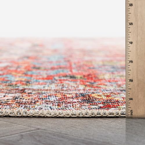 Rugshop Multi Transitional Distressed Runner Rug — Machine Washable & Non‑Slip, 2'6"x10' for Hallway, Entryway and Kitchen