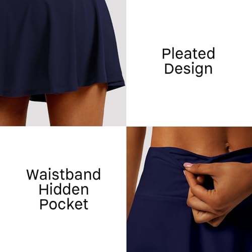 Image of Women's High Waist Pleated Tennis Skirt with 4 Pockets Lightweight Athletic Golf Skorts Skirts for Running Workout