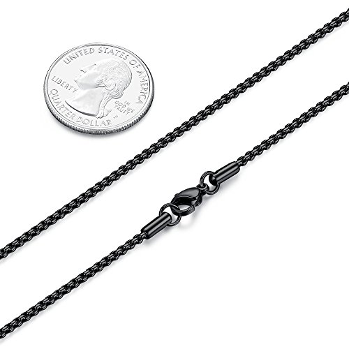 Mens Womens Stainless Steel Black Rolo Cable Chain Necklace, Wide 2/3/4/5mm2