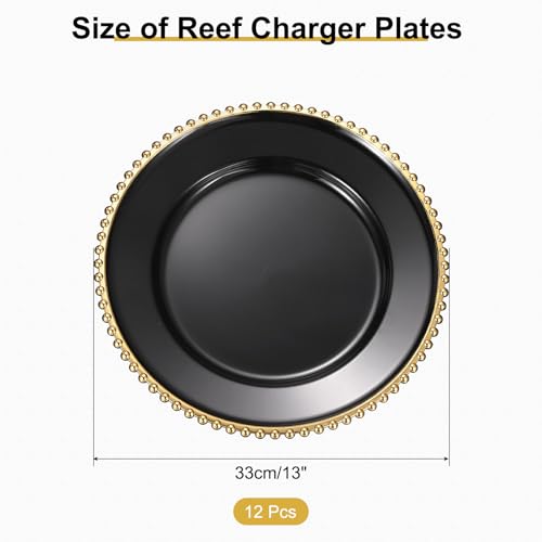 Platos Base Redondos Plástico Negro 13 pulg 12 pcs miniatura 2
