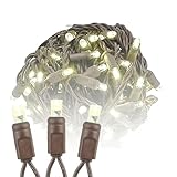 Novelty Lights 100 Light LED Christmas Mini Light Set, Outdoor Lighting Party Patio String Lights, Warm White, Brown Wire, 50 Feet