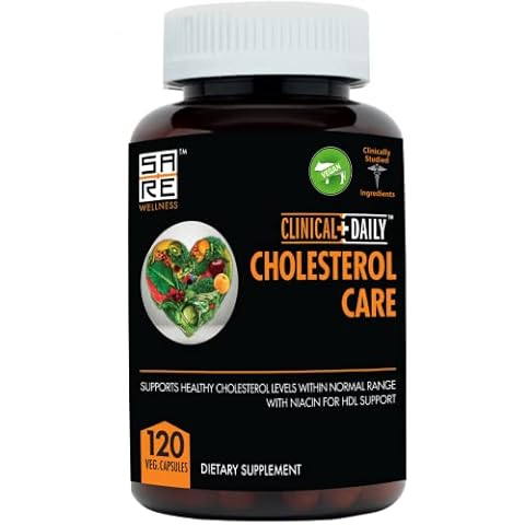 Clinical Daily Cholesterol Care Supplement. Vegan Cholesterol and Triglyceride Supplements. Plant Sterols Supplements Cholesterol Support with Guggul, Garlic, Niacin. 120 Capsules Cover