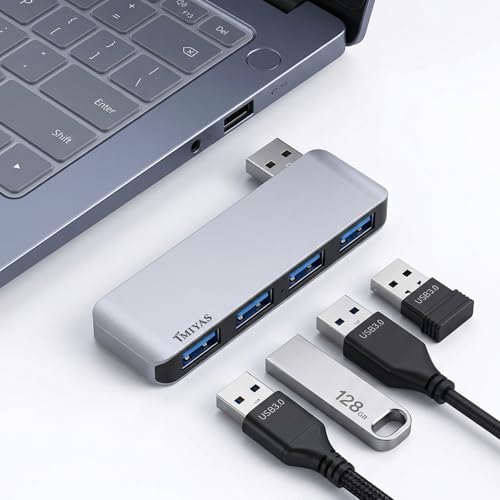 Right Side USB 3.0 Hub, 4-Port Cable-Free USB Splitter for Laptop, Direct-Plug Design, Compatible with MacBook, Laptops, Desktop, Surface, Flash Drive, HDD and USB More