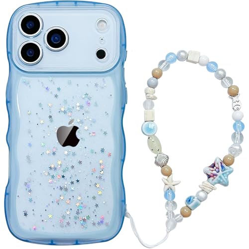 Coque antichoc iPhone 17 Pro Max silicone avec vagues de protection et paillettes