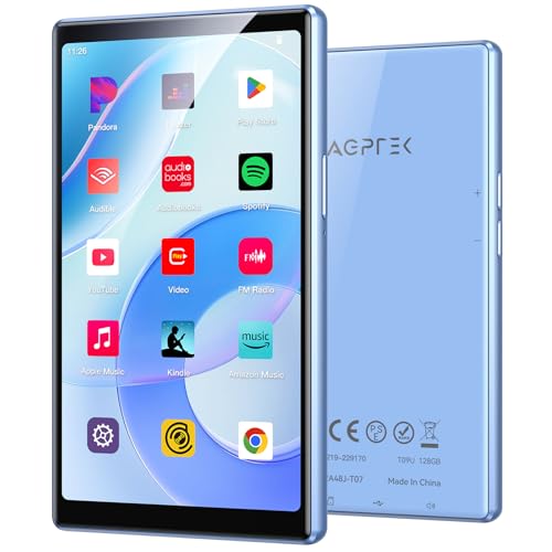 Image of AGPTEK T09 5'' 128GB MP3 Player with Bluetooth and WiFi, Andriod 13 Player | Touch Screen Music Player with Spotify, Audible, Youtube, Up to 1TB(Blue)
