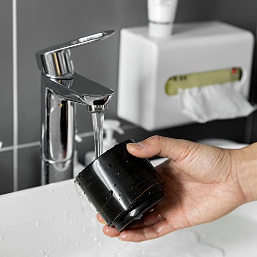 Jimei Natural Smooth Real Marble Toothbrush Holder For Bathroom & Countertops Organizer Makeup Brush Holder Black #TOP6