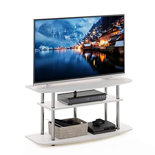 Image of Furinno Frans Turn-N-Tube TV Stand for TV Size up to 43 Inch, 3-Tier, White Oak