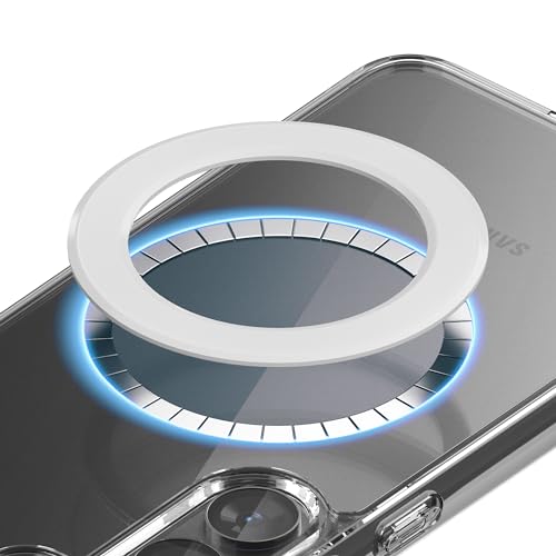 Sinjimoru for MagSafe Sticker, Magnetic Ring for Phone Case, Adaptor for MagSafe, 1000g Magnet Strength, Wireless Charging, M-Ring Plate White