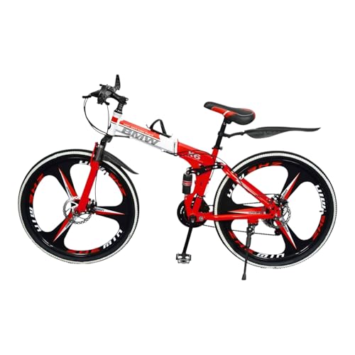 Image of Amaze Kai Dual Suspension Bikes Bmv Foldable Gear Cycle for Men with 21 Speed Gear 3 Spoke | Folding Mountain Bike with Double Disc Break & Mac Wheel, 26 Inch (red)
