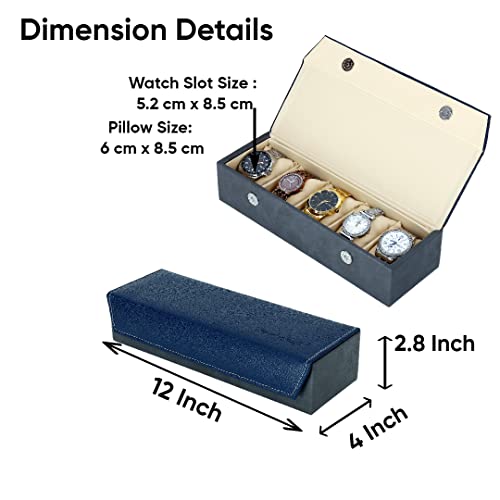 Image of Hard Craft Watch Organizer Holder Jewelry Accessories Display Storage Case Watch Organiser Collection Box 5 Slots In PU Leather For Men Women Rust Color
