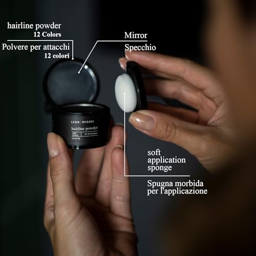Leon Miguel® Hair Line Powder – Correttore/Approccio Puder | Per Capelli E Capelli Su Crescita Attraverso Shadow Make Up | Resistente All' Acqua (Marrone Scuro) - 2
