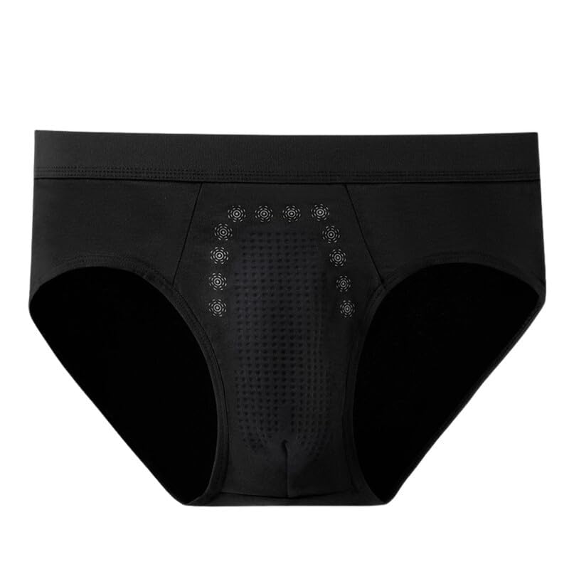 Men's Cotton Briefs Mid Rise Underwear, Black, L