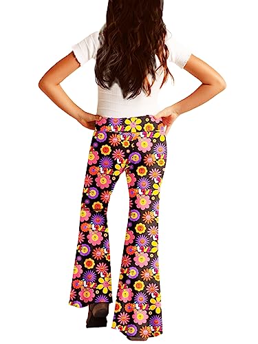 Image of Deerose Girls Halloween Hippie Bell Bottom Pants High Waist Flare Pants 5-14 Years