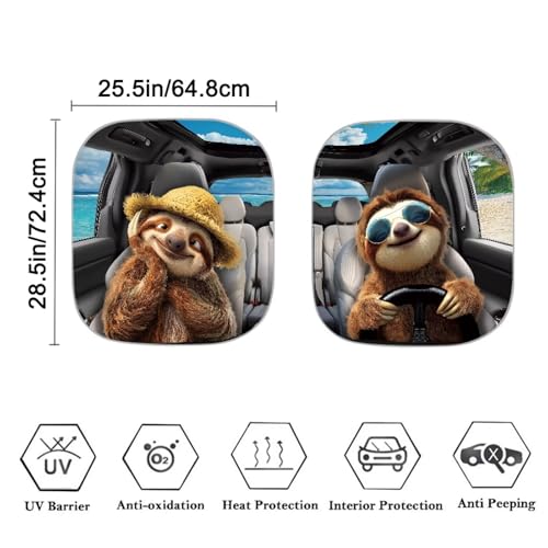 Image of Sloth Car Windshield Sun Shade Foldable 2-Piece Car Windshield Sunshades Window Shades Cover Sun Visor Shield for Most Sedan Truck SUV Auto Interior Protector