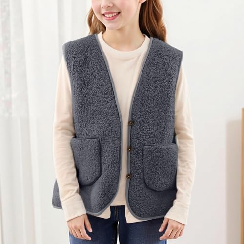 Toddler Fuzzy Cardigan Button Down V Neck Sweater Waistcoat Boys Girls Soft Lightweight Fleece Sleeveless Sweater3