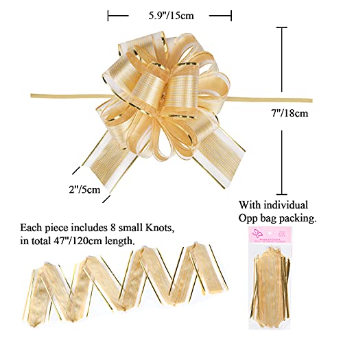 Aklvbl 10 Pcs Large Pull Bow Gift Wrapping Bows, Pull Bow With Ribbon For Wedding Gift Baskets, Party Gift Wrap Bows, Presents Decorating Bows (Gold) #TOP1