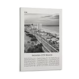 LZTEN Impresión de playa de la ciudad de Panamá en blanco y negro, arte de pared de playa de la ciudad de Panamá, póster de playa de la ciudad de Panamá, foto de playa de la ciudad de Panamá, Florida,