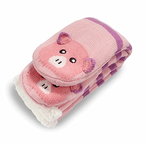 BambooMN Extra Thick Cozy Fuzzy Animal Thermal Cabin Plush Fleece-lined Knitted Crew Socks3