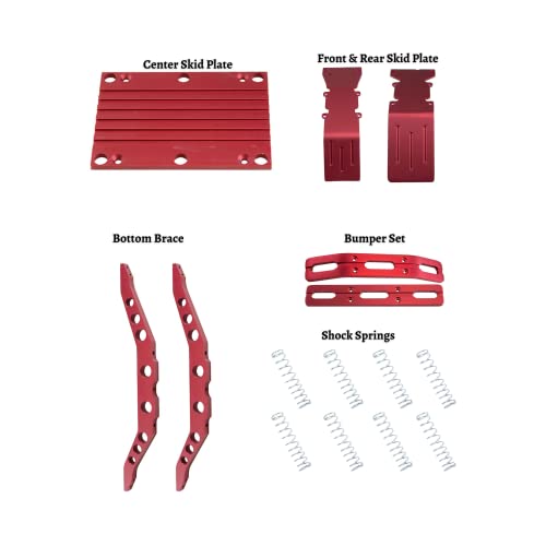 Rc Raven Rc Aluminum Parts And Accessories Package Deal Set For E-Maxx 3903, 3905 Or 3908 Red Anodized Aluminum With Free Dual Rate Shock Springs- Rc Car Upgrade Parts #TOP2