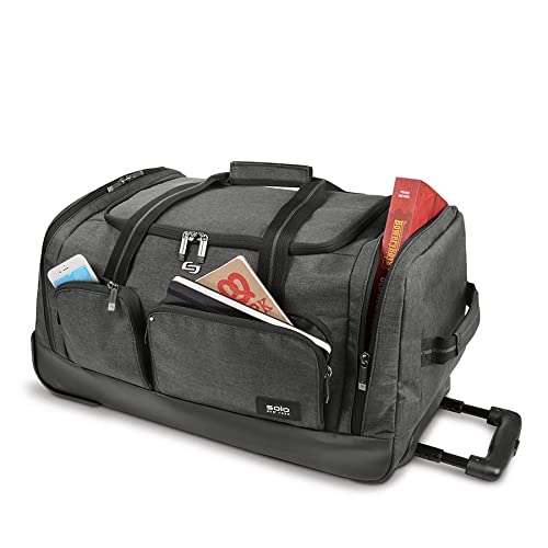 solo Leroy Carry-On Wheeled Duffle Bag, 49L Capacity, Grey, 22 Inch