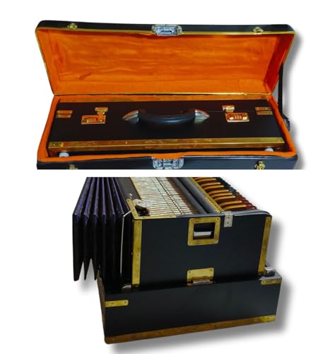 Image of Musical Works 3.4 Octave Harmonium with 9 Scale Changer | Teak Wood, Coupler & 3 Reed Set (Bass + Male + Female) | Matte Black Finish with Fiber Box - Ideal for Beginners & Performers