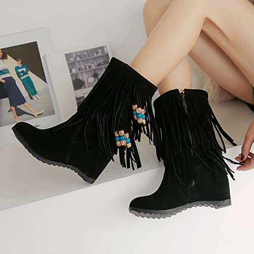 Bottes mi-mollet frange pour femme Gicoiz : dites adieu aux pieds froids