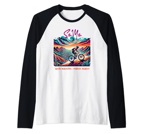 Camisetas SoMo MTB South Mountain Biking Sunset Phoenix Arizona Camiseta Manga Raglan