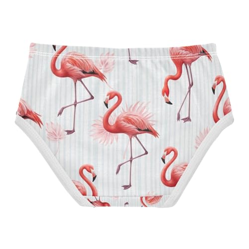 Toddler Panties, Flamingos White Stripes Cotton Underwear for Girls, 2–8 Years2